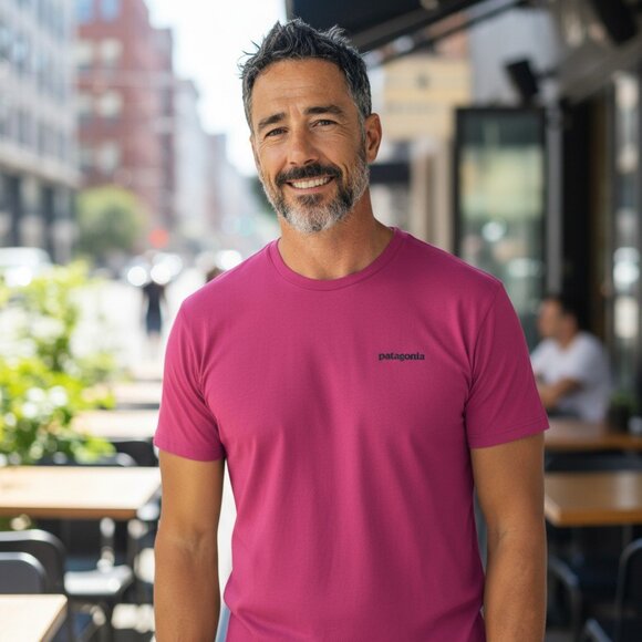 Patagonia Men’s T-Shirt Sz XL Red Purple Logo Graphic Print Short Sleeve Cotton - Picture 9 of 9